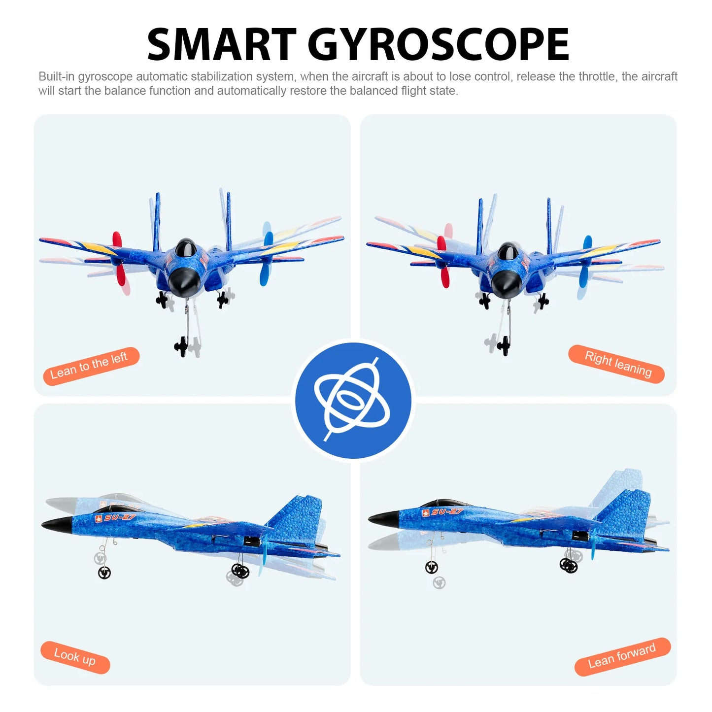 ANTSIR SU27 RC Plane 2.4Ghz 2CH Remote Control Aircraft With LED Lights EPP Foam Hand Throwing Outdoor Airplane