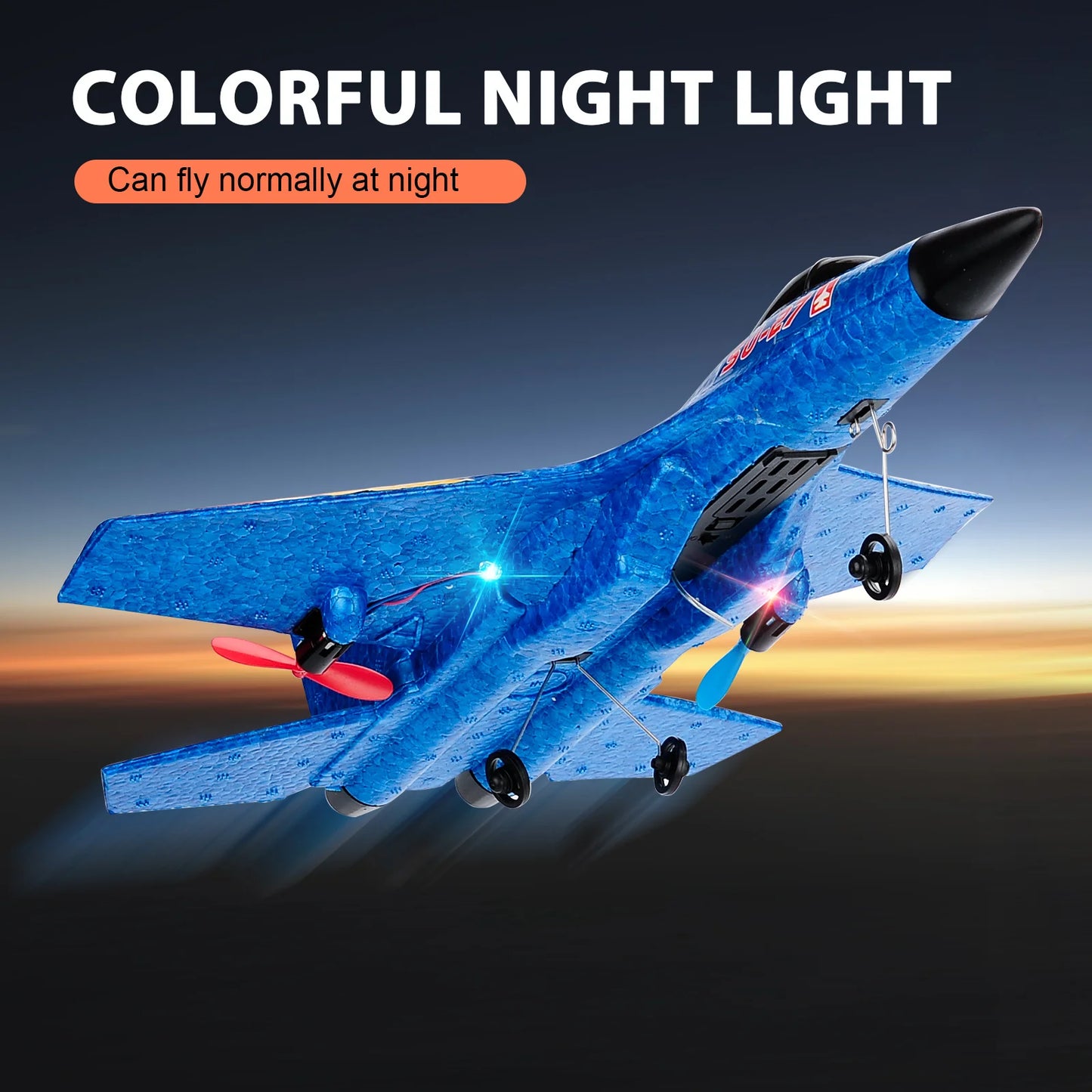 ANTSIR SU27 RC Plane 2.4Ghz 2CH Remote Control Aircraft With LED Lights EPP Foam Hand Throwing Outdoor Airplane