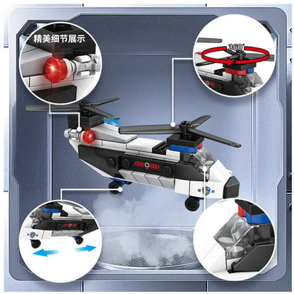NEW City Plane SWAT Super Police CAR Dual-Rotor Helicopter Famous Building Blocks Bricks Kits Classic Model