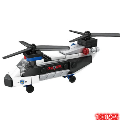 NEW City Plane SWAT Super Police CAR Dual-Rotor Helicopter Famous Building Blocks Bricks Kits Classic Model